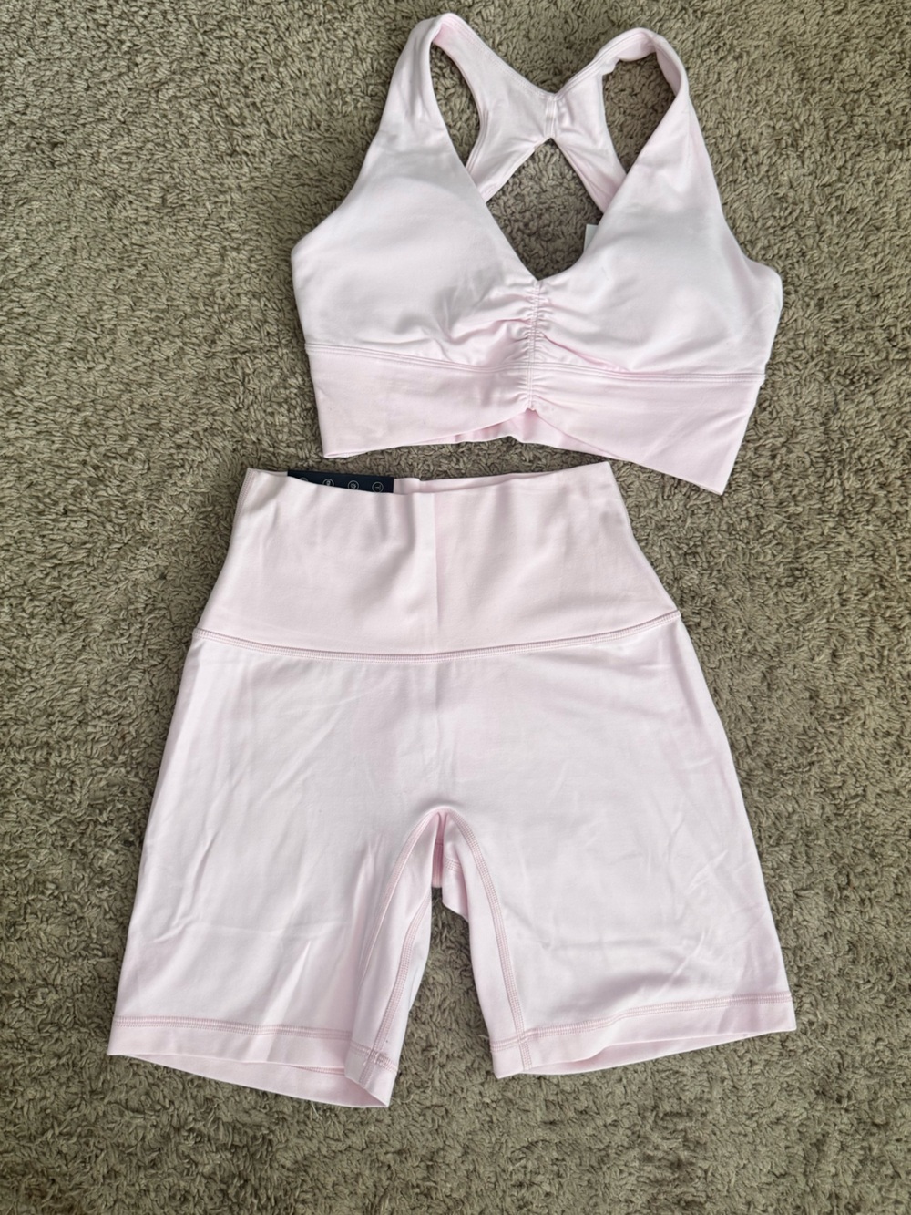 Aritzia Pink Shorts & Bra Matching Set